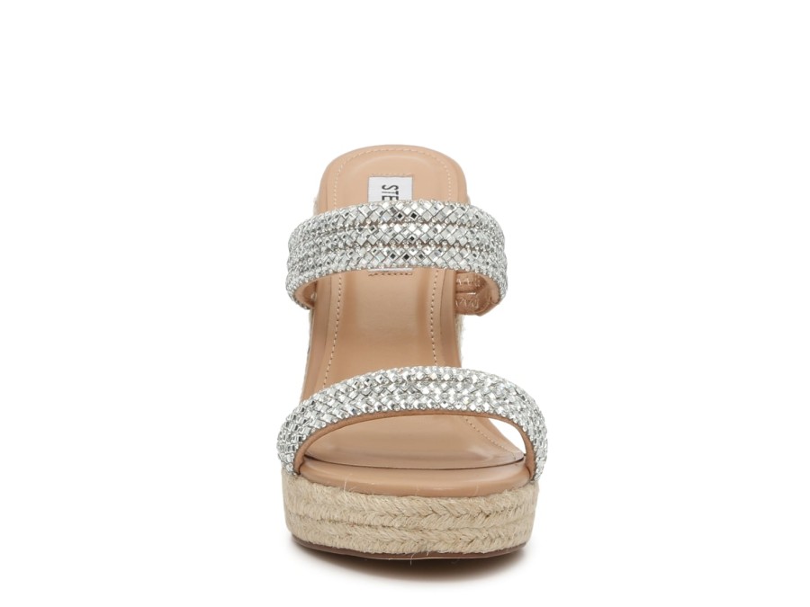 Online Steve Madden Upton Espadrille Wedge Sandal Silver Rhinestone