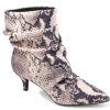 Hot Journee Collection Jo Bootie Off White/Black Snake Print