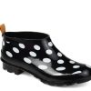 New Journee Collection Rainer Rain Boot Black/White Polka Dot Print