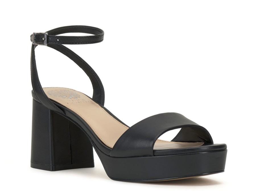 New Vince Camuto Pendreya Platform Sandal Black Leather