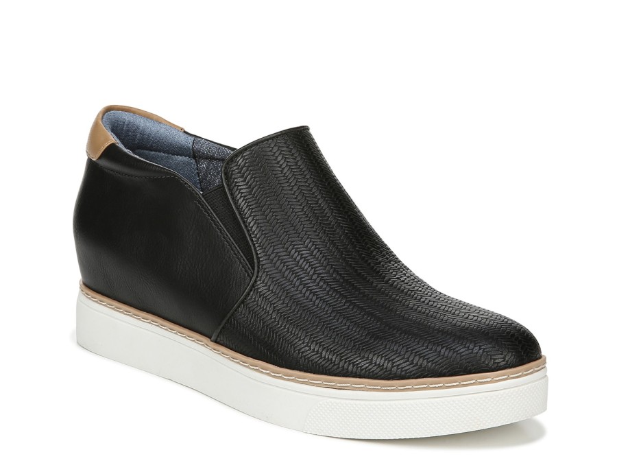 Best Dr. Scholl's If Only Wedge Slip-On Sneaker Black Faux Leather