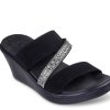 New Skechers Cali Rumble On Social Glam Wedge Sandal Black