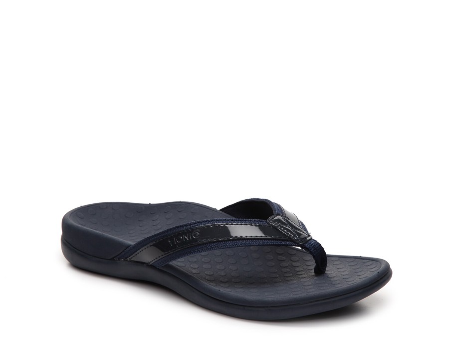 Clearance Vionic Tide Ii Flip Flop Navy Patent