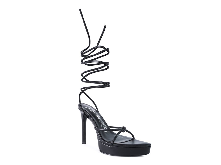 New London Rag Bondage Platform Sandal Black