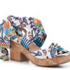 New Impo Vidalia Sandal White/Blue/Mulitcolor Abstract Print