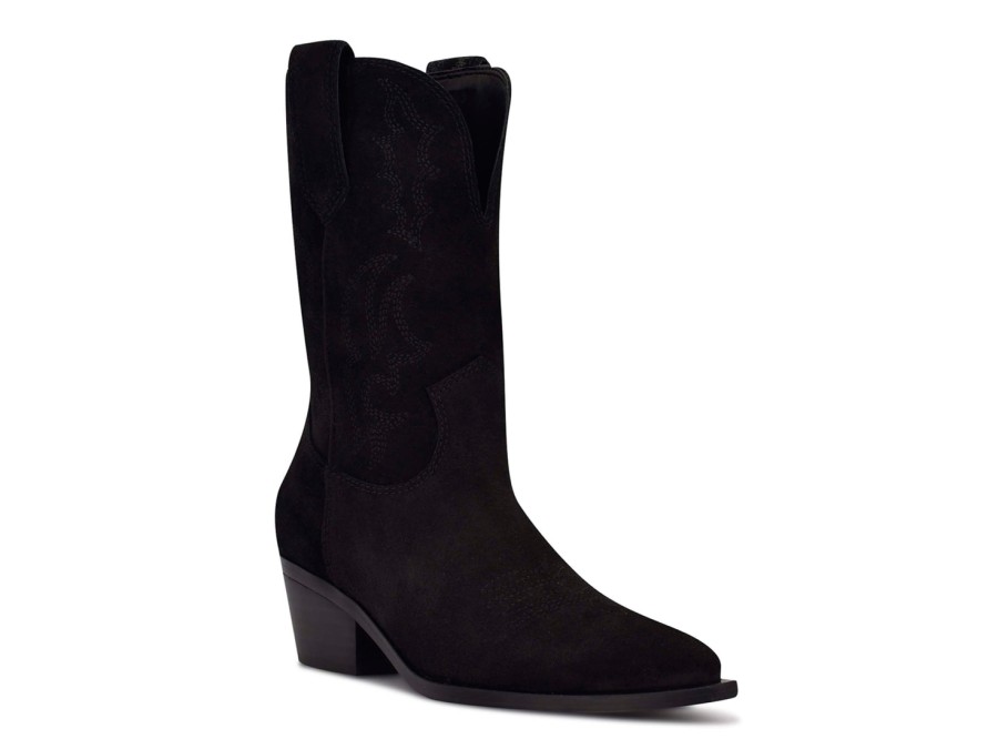 Best Nine West Yodown Western Bootie Black Suede