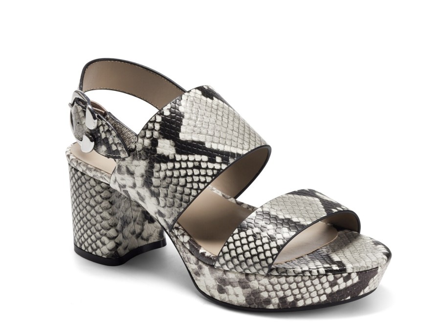 Hot Aerosoles Camera Platform Sandal Grey Snake Print