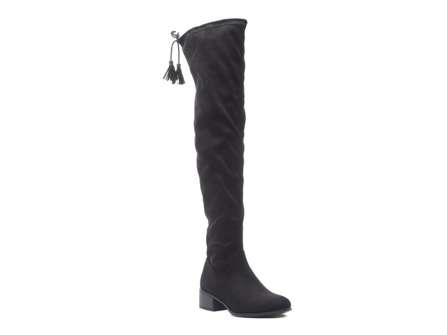 Hot London Rag Nople Over-The-Knee Boot Black