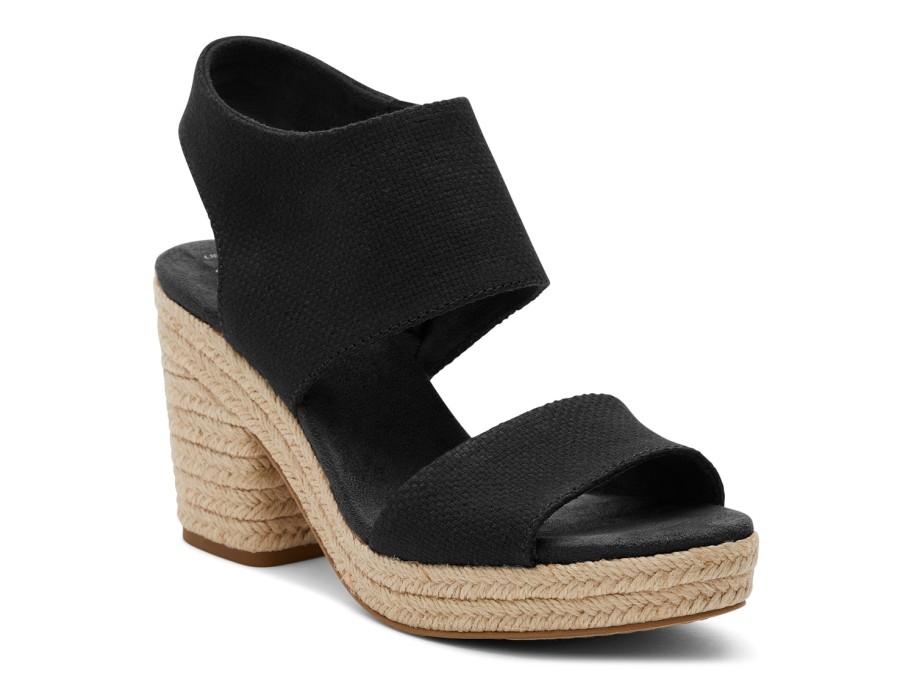 New TOMS Majorca Espadrille Platform Sandal Black