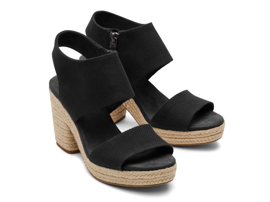 New TOMS Majorca Espadrille Platform Sandal Black