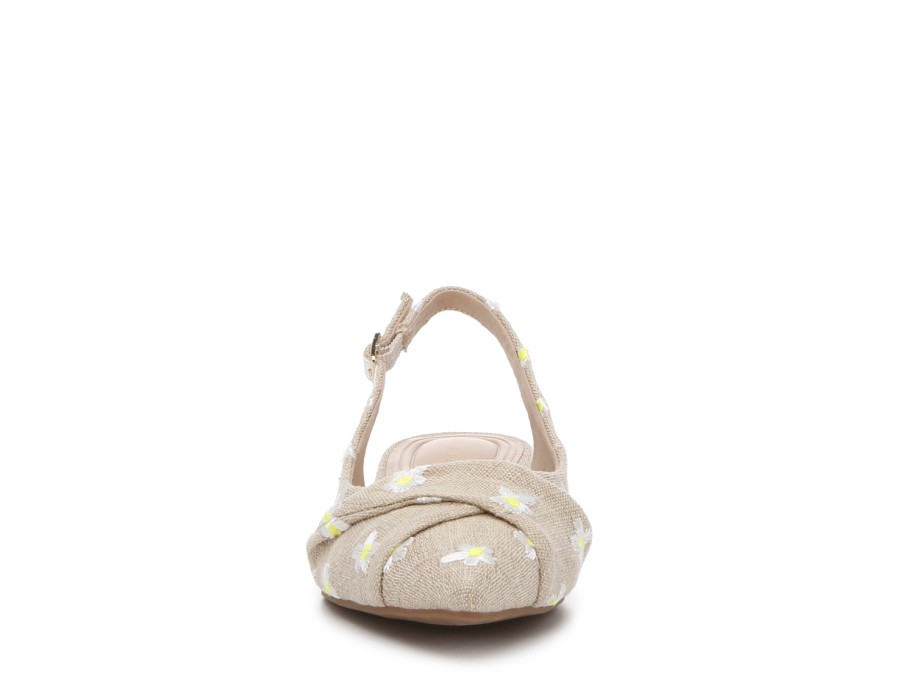 Best Kelly & Katie Ofena Slingback Flat Beige/White/Yellow Floral Print