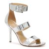 New Michael Michael Kors Amal Sandal Silver Metallic Snake Print