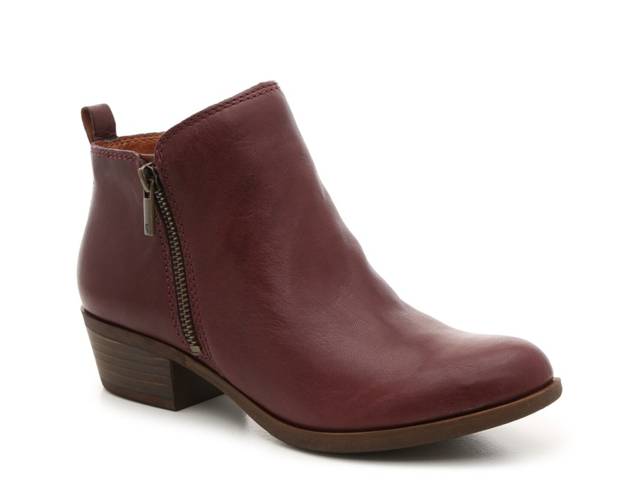 New Lucky Brand Basel Bootie Raisin Leather