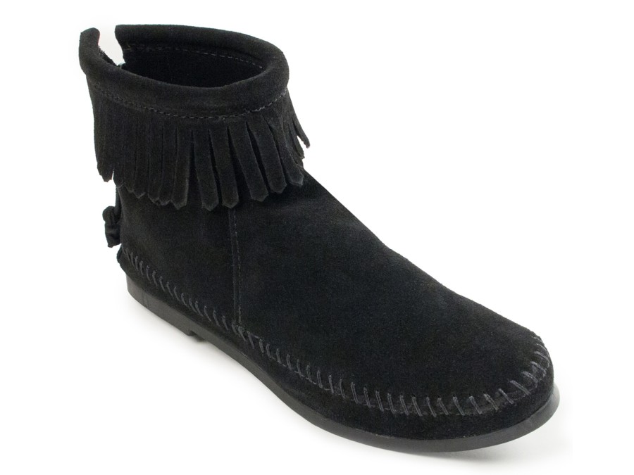 Online Minnetonka Back Zip Hardsole Bootie Black