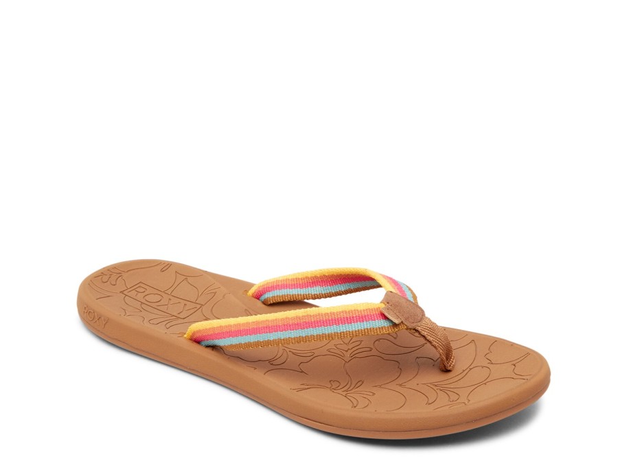 Online Roxy Gianna Flip Flop Yellow/Pink/Light Blue Stripes