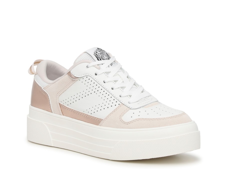 Clearance Le TIGRE Midtown Platform Sneaker - Women'S White/Gold