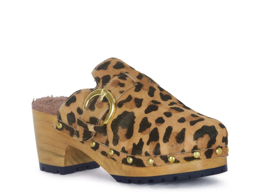 Clearance Rag & Co Prunus Clog Tan Leopard Print