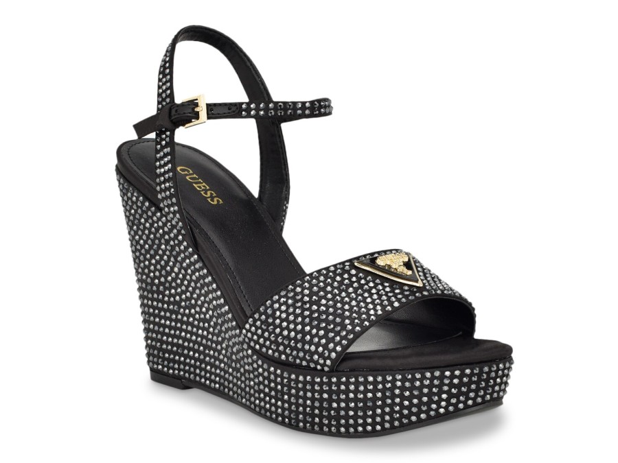 Clearance Guess Hippa Wedge Sandal Black