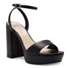 New Vince Camuto Pendry Sandal Black Leather Covered Heel