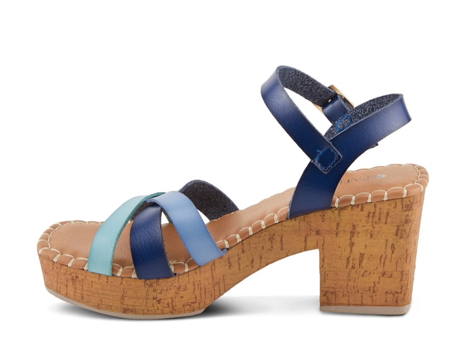 New Patrizia by Spring Step Sandrine Platform Sandal Blue Multicolor