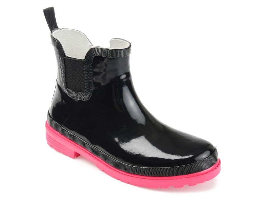 New Journee Collection Tekoa Rain Boot Black/Pink