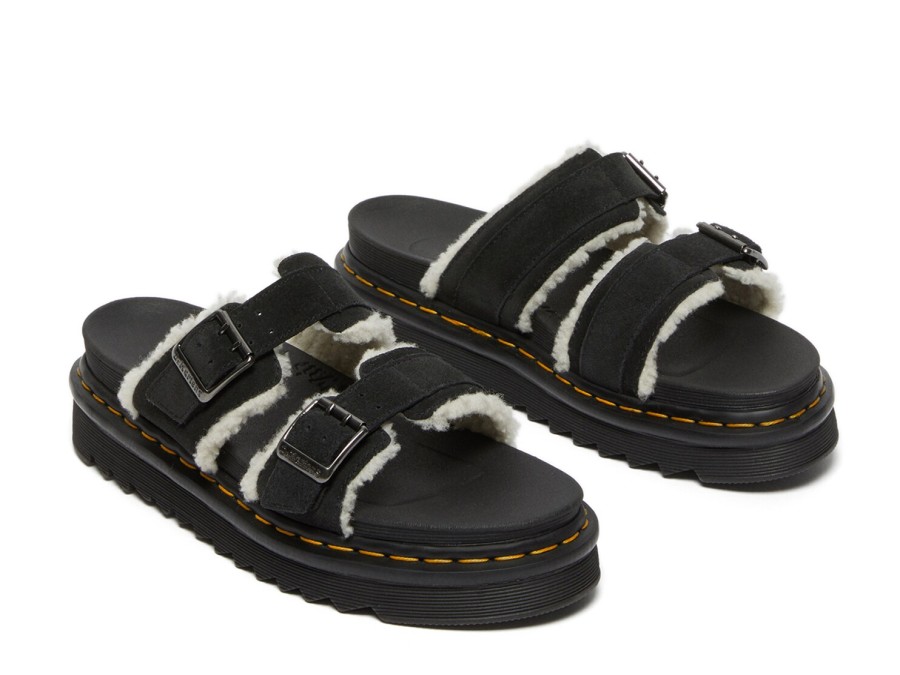 Wholesale Dr. Martens Myles Platform Sandal - Women'S Black/Faux Fur Lining