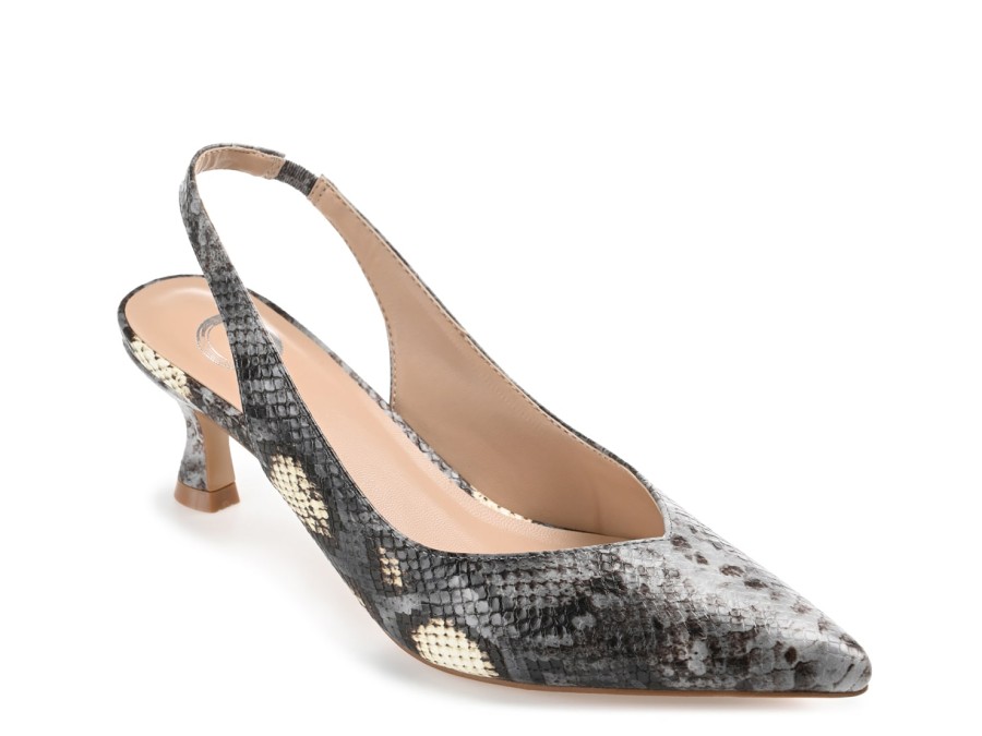 Best Journee Collection Mikoa Pump Grey Snake Print