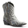 Clearance Matisse Kendall Cowboy Bootie White/Black/Multicolor Snake Print