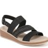 New BZees Bravo Wedge Sandal Black Woven