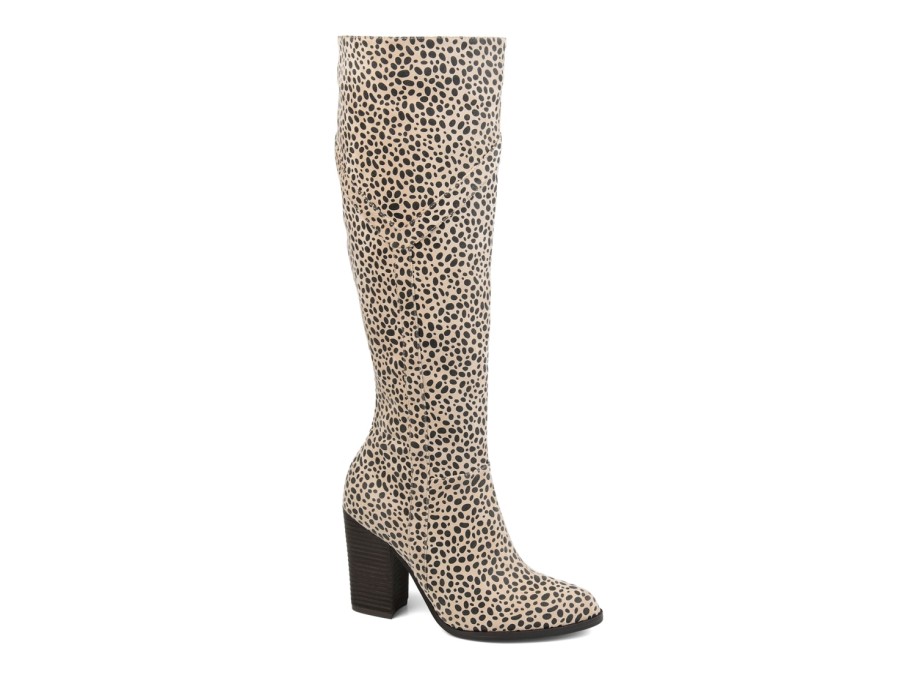 Hot Journee Collection Kyllie Extra Wide Calf Boot Light Brown/Black Cheetah Print