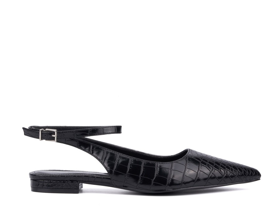 New Fashion To Figure Bevelyn Flat Black Croc Print