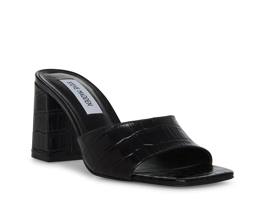 New Steve Madden Alaya Sandal Black Croc Print