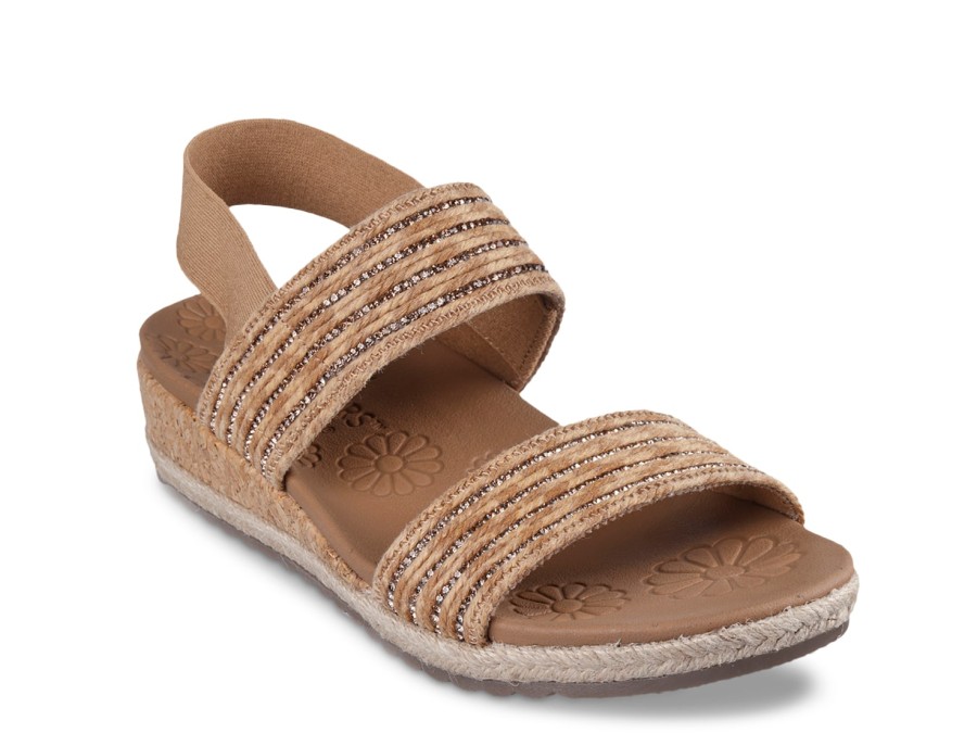 New Skechers Breezie Wedge Sandal Cognac