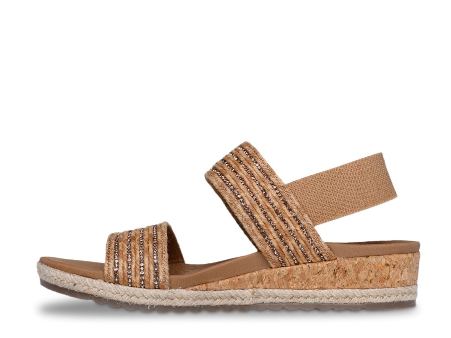 New Skechers Breezie Wedge Sandal Cognac