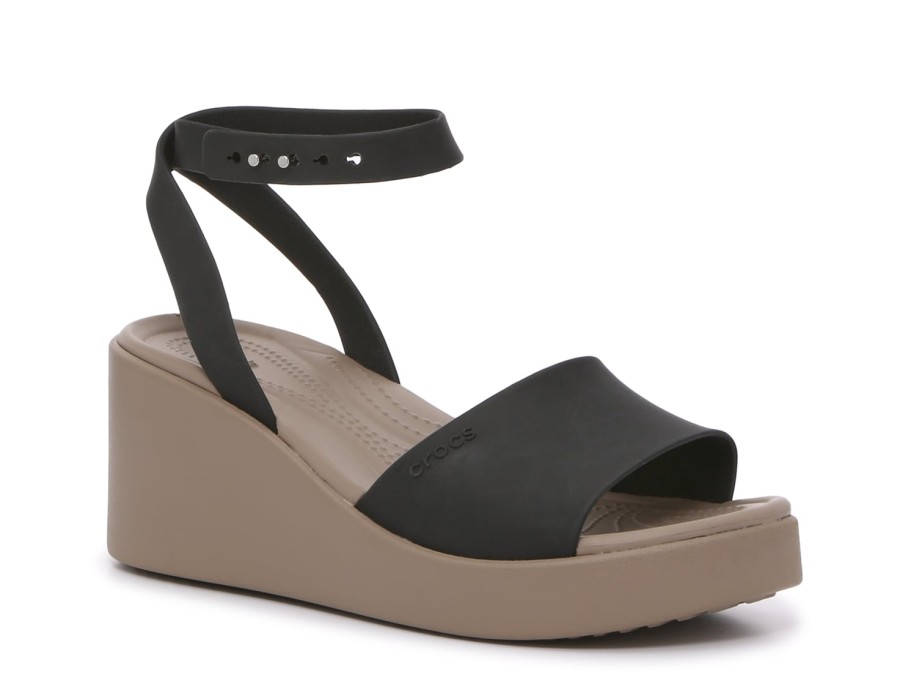 Best Crocs Brooklyn Wedge Sandal Black/Mushroom Tan