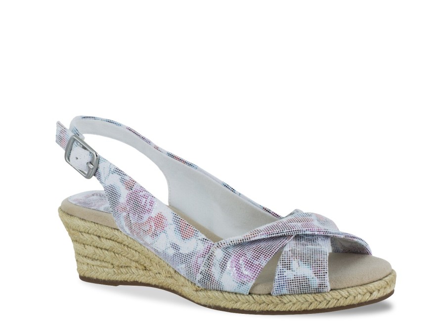 Best Easy Street Maureen Espadrille Wedge Sandal White/Multicolor Floral