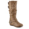 Best Journee Collection Tiffany Extra Wide Calf Wedge Boot Taupe