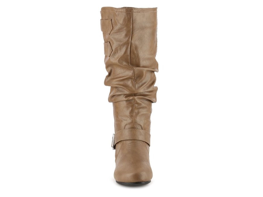 Best Journee Collection Tiffany Extra Wide Calf Wedge Boot Taupe