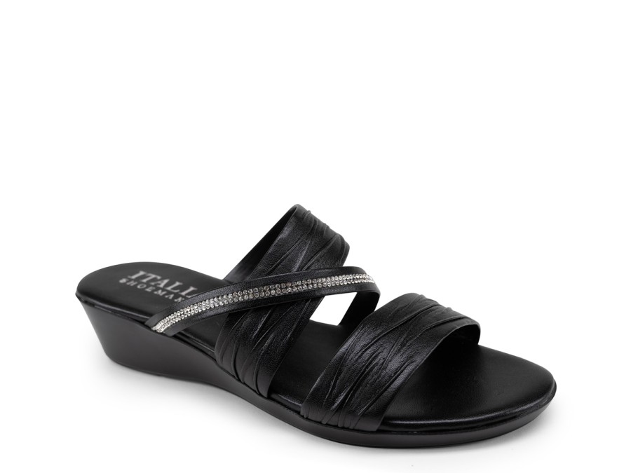 Clearance Italian Shoemakers Hollis Wedge Sandal Black