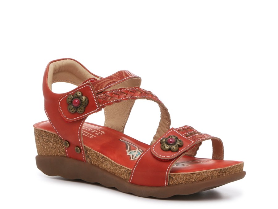 Clearance L'Artiste by Spring Step Elenee Wedge Sandal Red