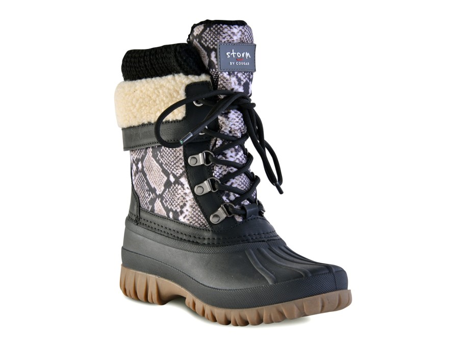 Hot Cougar Creek Snow Boot Black/White Snake Print