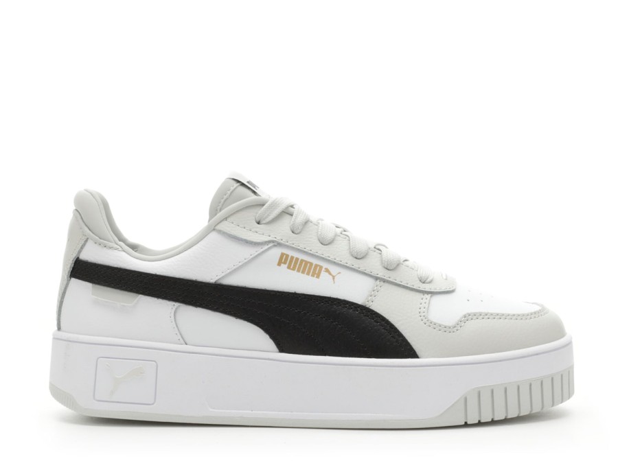 Clearance Puma Carina Street Sneaker - Women'S White/Black/Light Grey