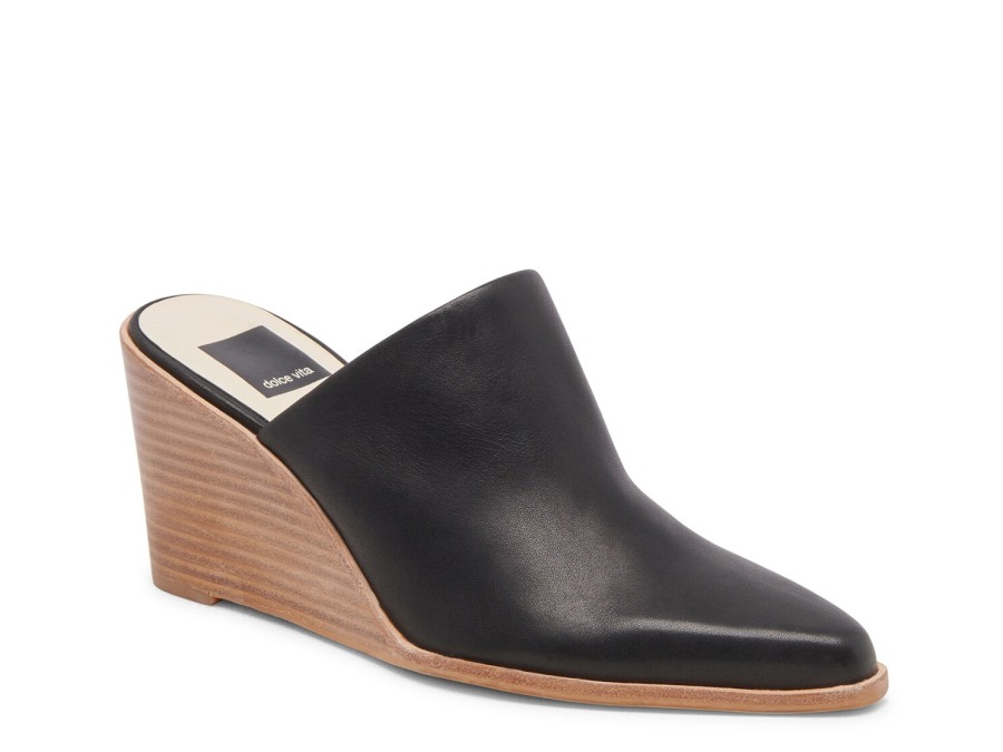 Hot Dolce Vita Beema Wedge Mule Black Leather