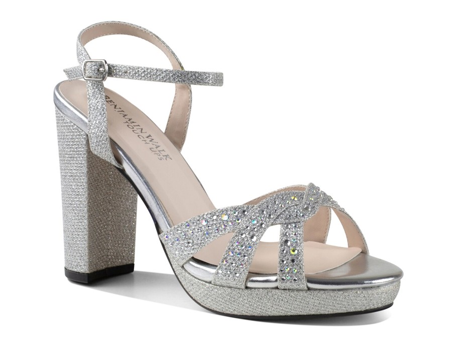 New Touch Ups by Benjamin Walk Ava Platform Sandal Silver Metallic