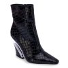 Online Ninety Union Via Bootie Black Croc Print