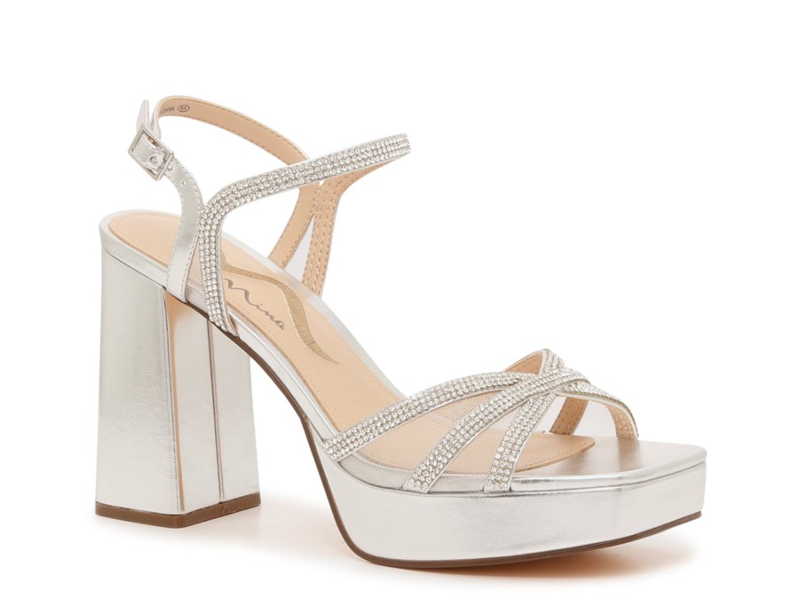 Best Nina Sevyn Platform Sandal Silver Metallic