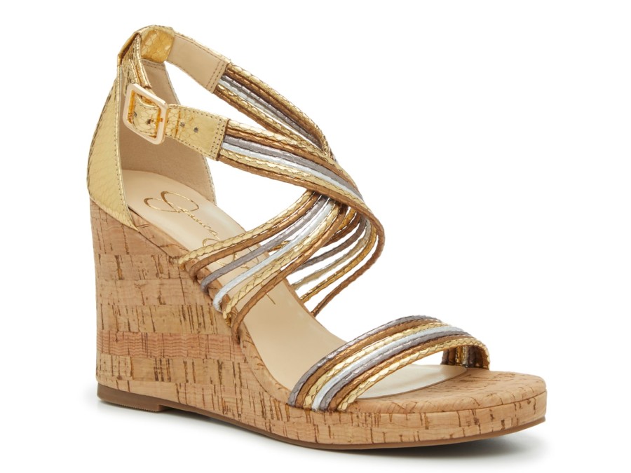 Online Jessica Simpson Elyzara Wedge Sandal Gold/Silver/Copper Combo Metallic