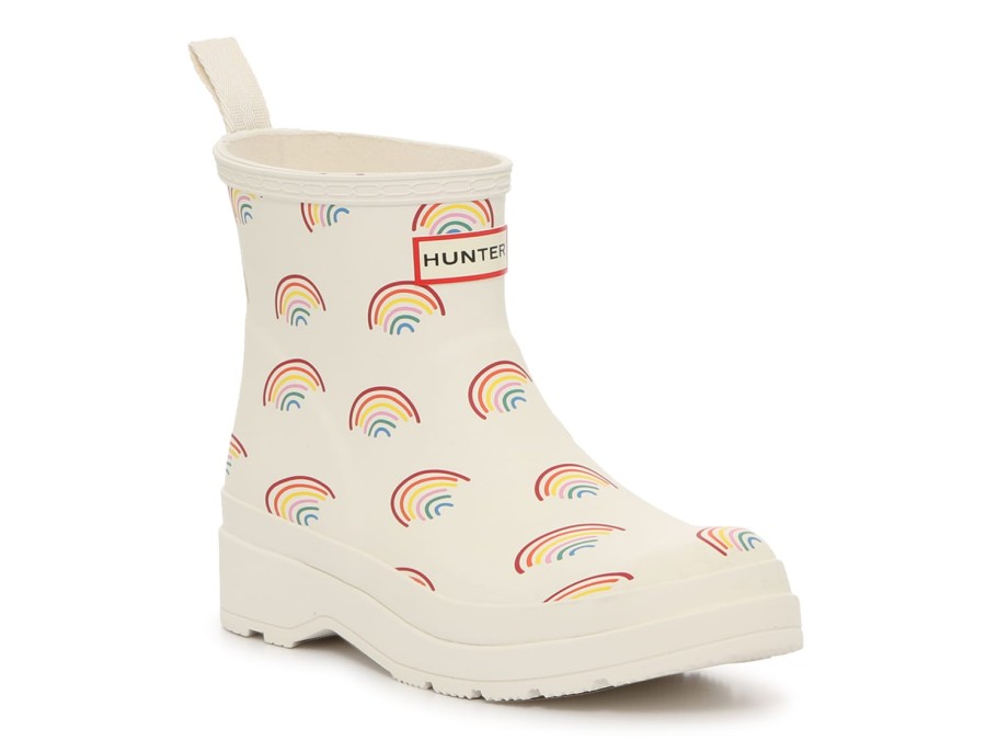 Clearance HUNTER Play Rainbow Short Rain Boot - Women'S White/Multicolor