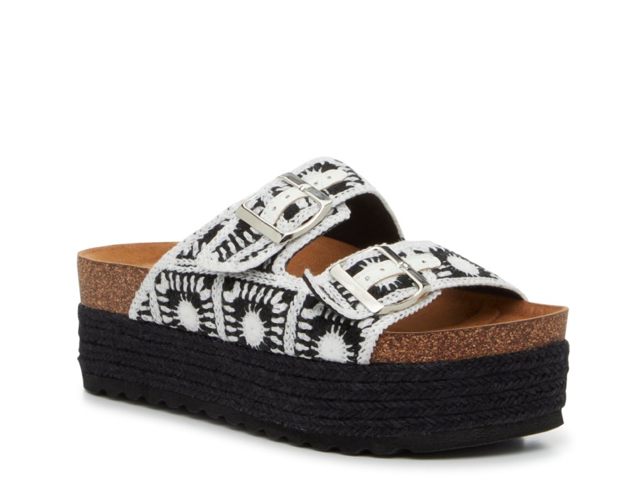 Hot Dirty Laundry Pretends Platform Sandal Black/White