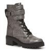 New DKNY Basia Combat Boot Silver Metallic